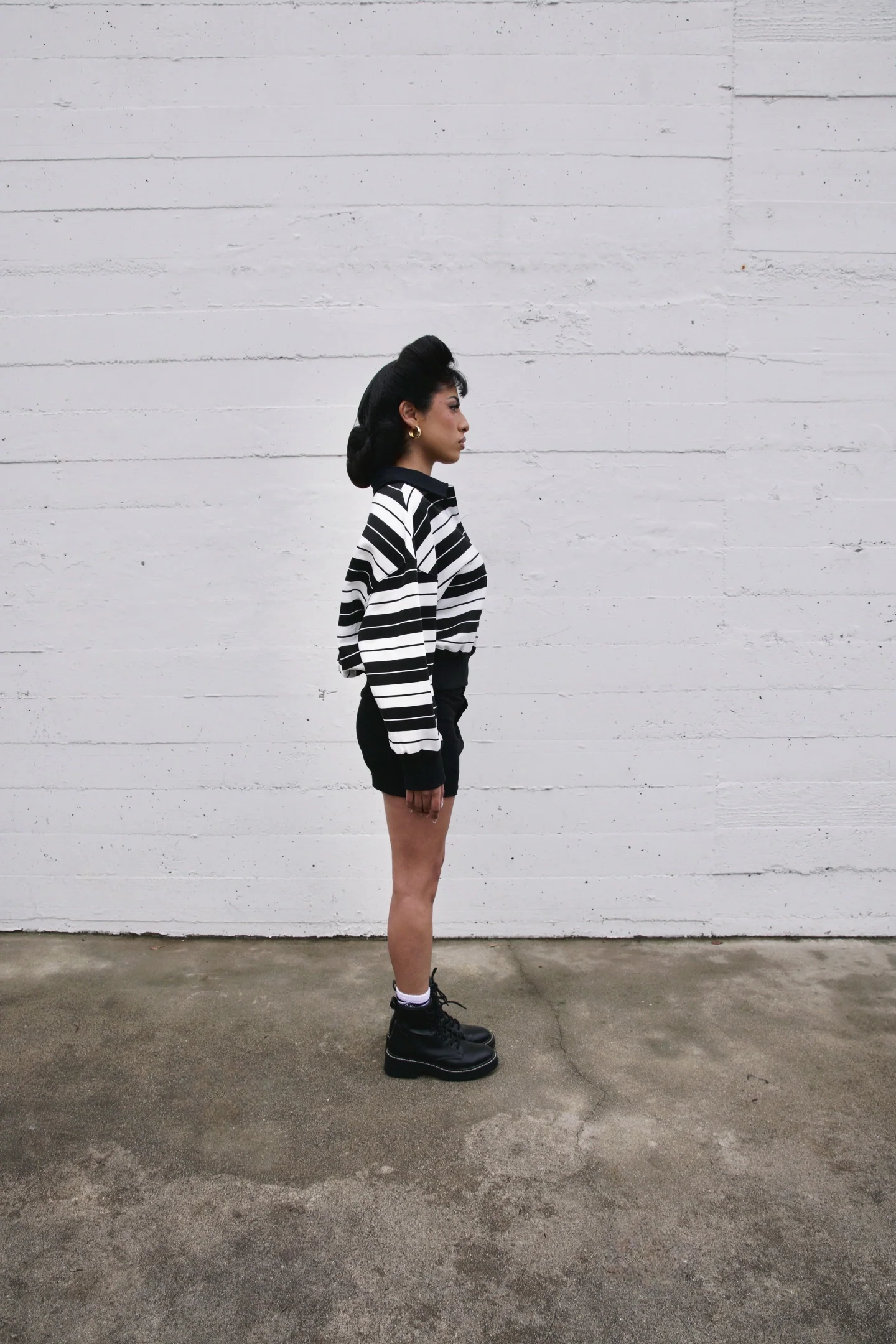 Boxy Fit Rugby Shirt - Black and White Stripes - Image 5