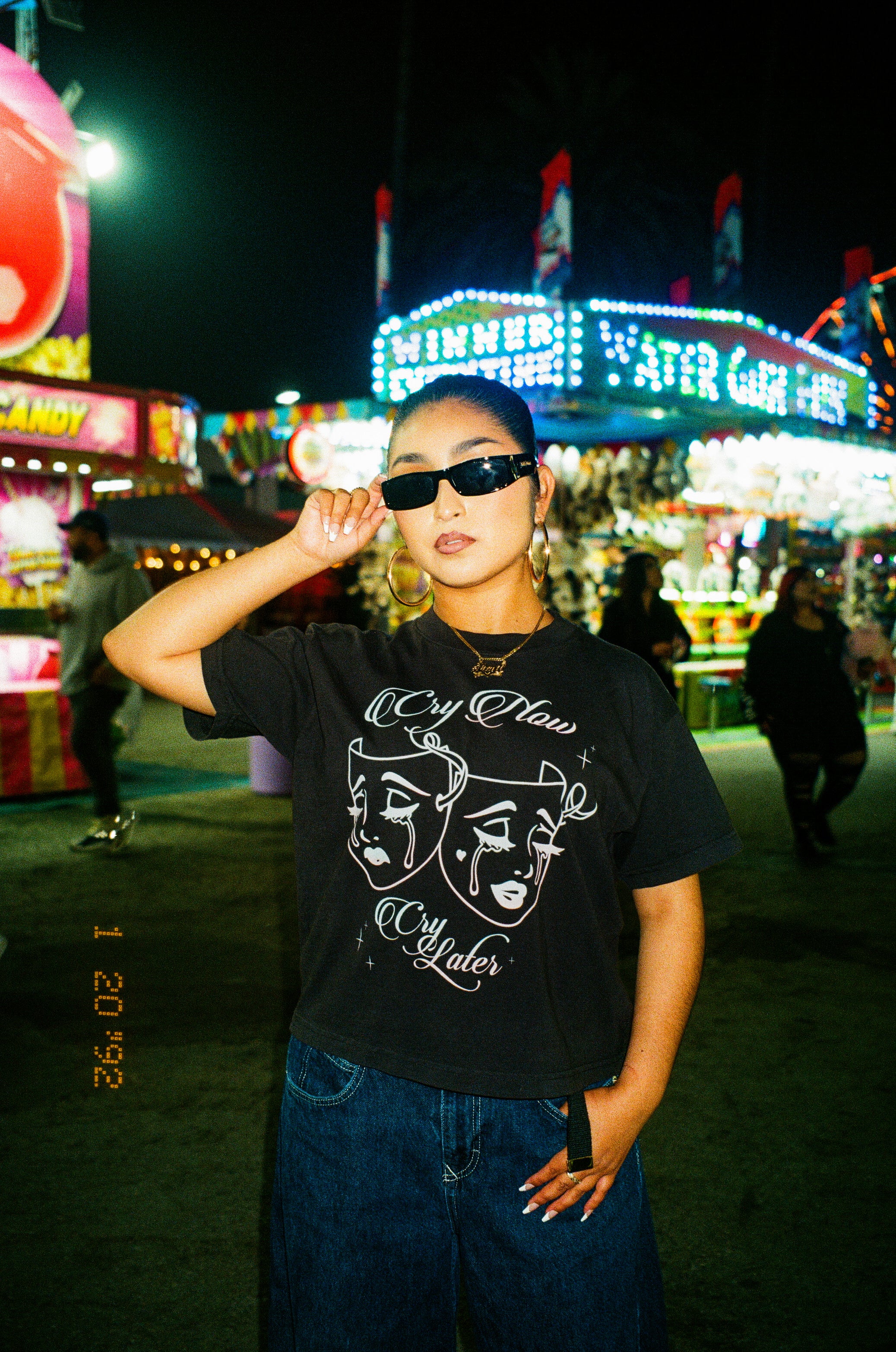 Cry Now Boxy Tee - Off Black - Image 2