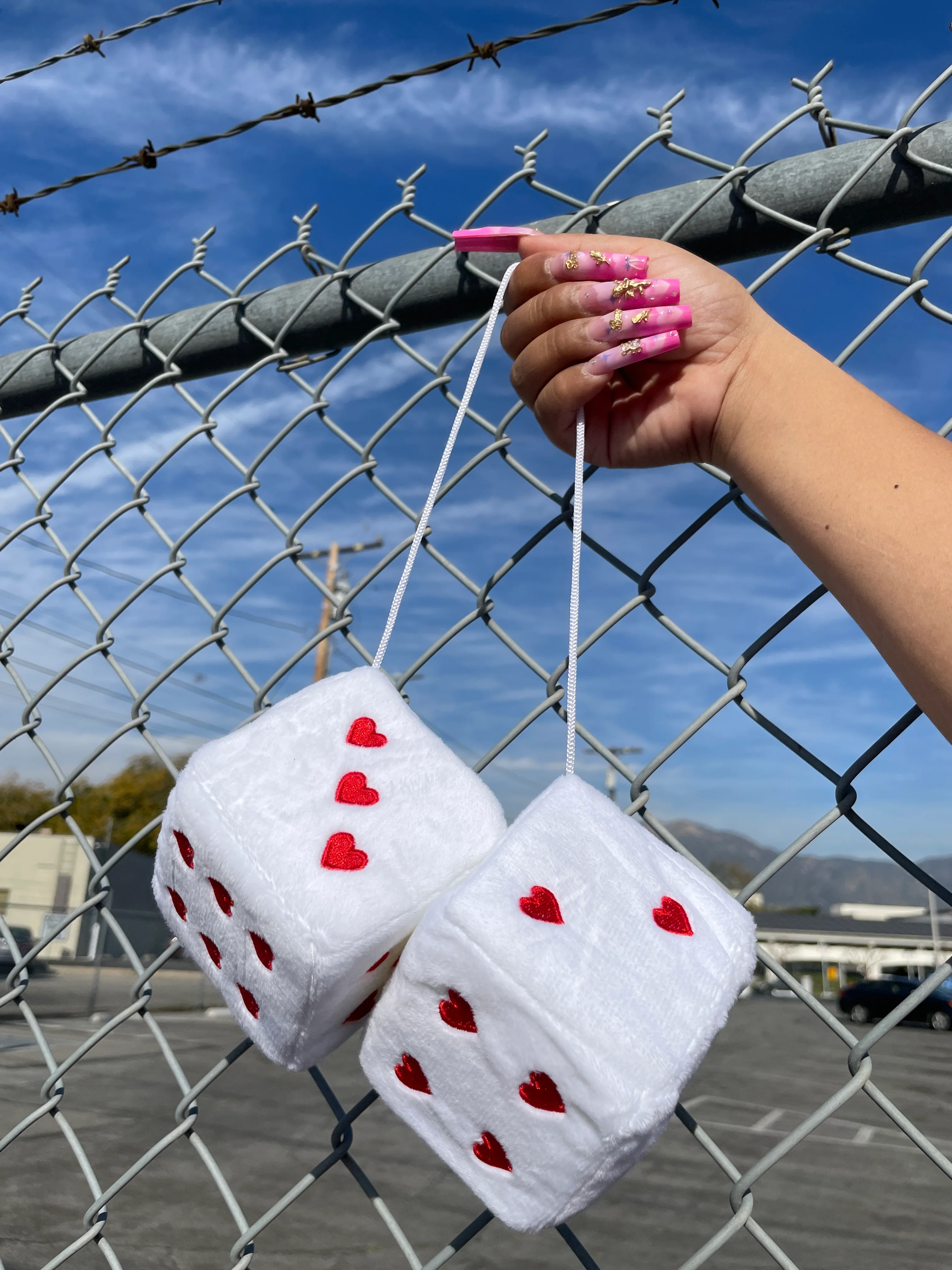 Heart Dice - White/Red
