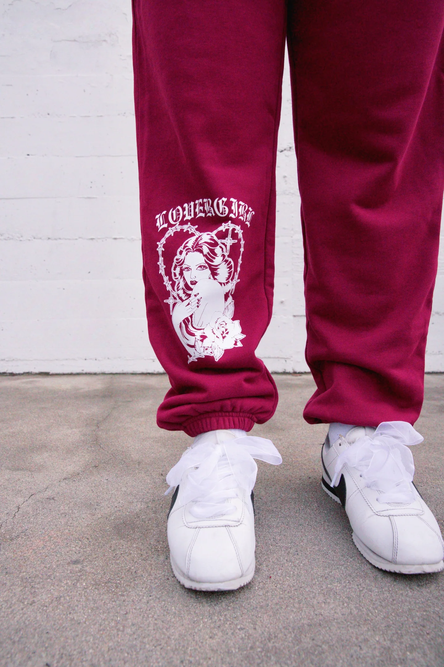 Lovergirl Lightweight Sweats - Burgundy - Image 3