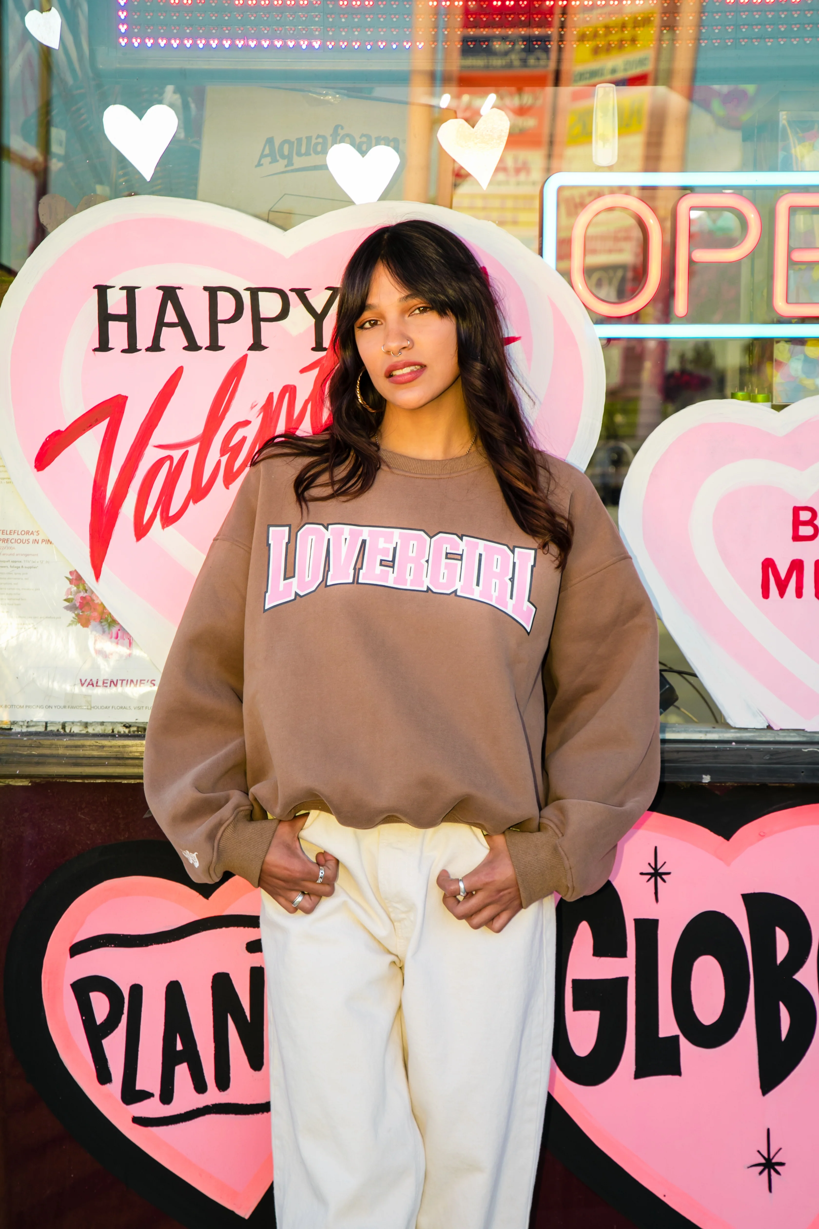Lovergirl Varsity Sweater - Milk Chocolate/Pink - Image 2
