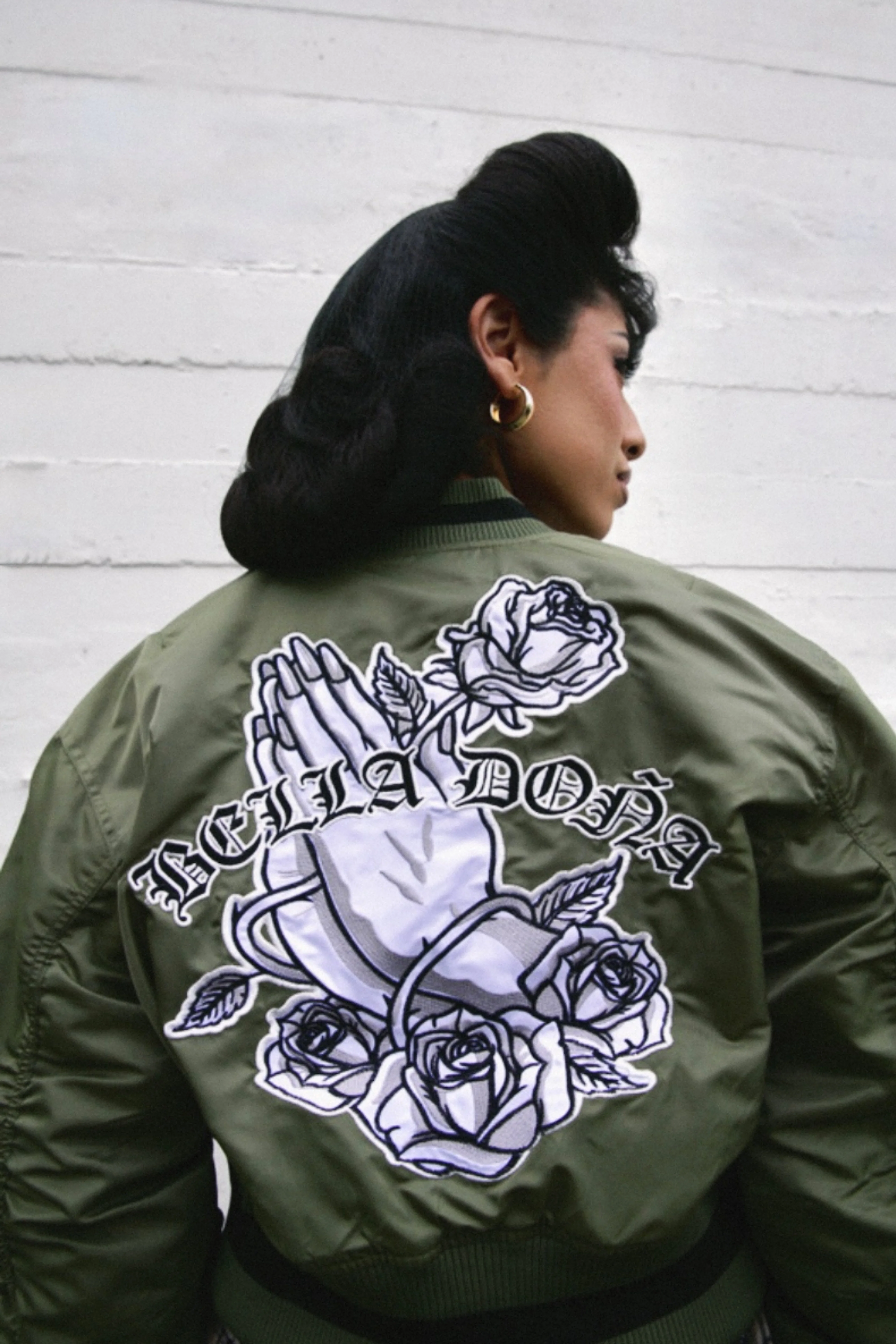 Pray Hands Bomber Jacket - Green