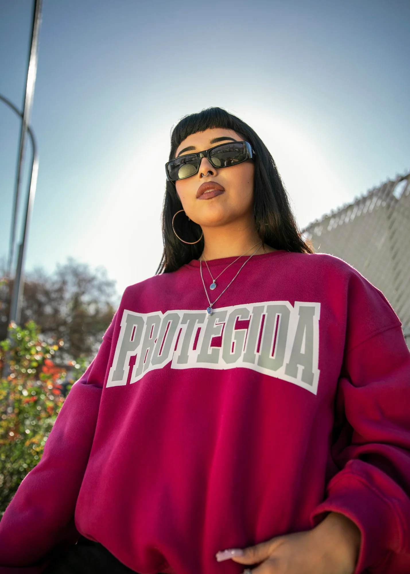 Protegida Varsity Sweater - Magenta/Grey - Image 2